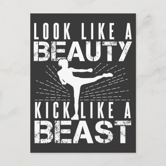 見た目は美しいキックのようにビーストウィメンキックボクシング ポストカード (正面)