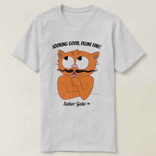 "見た目も完璧、猫も上機嫌!" 面白い猫のダジャレ Tシャツ (デザイン正面)