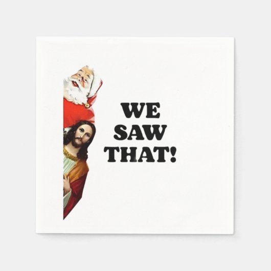 見た!サンタとイエスはいつも見ている スタンダードカクテルナプキン (正面)