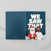 見た！サンタとイエスはいつも見ている 箔グリーティングカード (外側レイダウン)