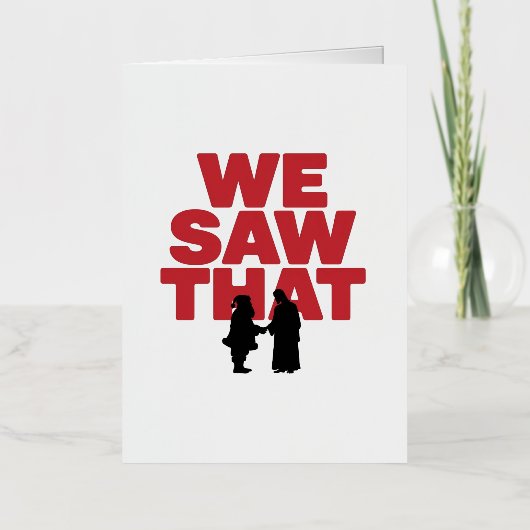 見た！サンタとイエスはいつも見ている 箔グリーティングカード (正面)