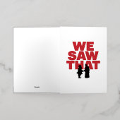 見た！サンタとイエスはいつも見ている 箔グリーティングカード (外側レイダウン)