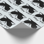 見ちゃったよ 面白い猫 | 黒猫 | かわいい猫のミーム ラッピングペーパー (角)