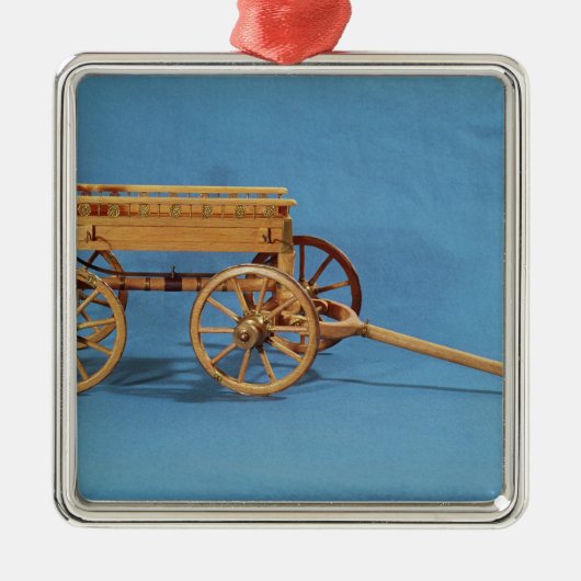 見つけられる一人乗り二輪馬車の復元 メタルオーナメント (正面)