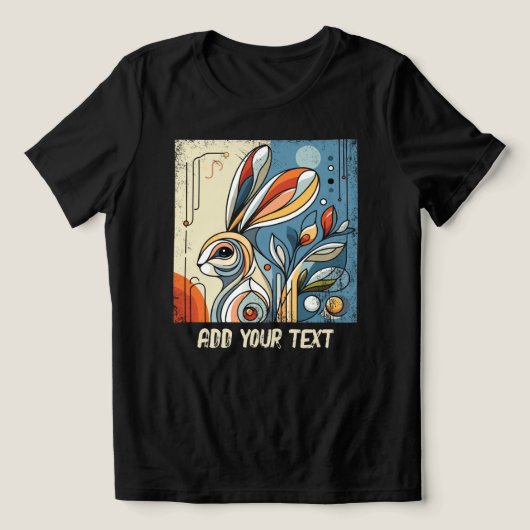 見つめているウサギ トライブレンドTシャツ (デザイン正面)