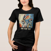 見つめているウサギ トライブレンドTシャツ (正面)