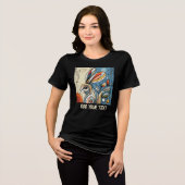 見つめているウサギ トライブレンドTシャツ (正面全面)