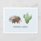 見つめ合うハート | 可愛いヤギとサボテンの恋 ポストカード (正面)