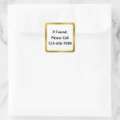 見つもしかった電話番号ホワイトと金ゴールド スクエアシール (バッグ)