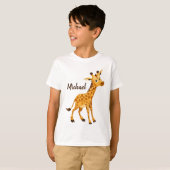 見ているかわいいキリン Tシャツ (正面フル)