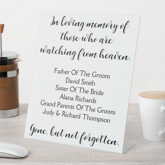 見ている人々の思い出を天国で 台座サイン (インサイチュ)