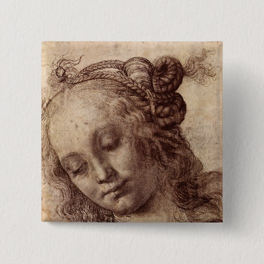 見ている女性 缶バッジ (正面)