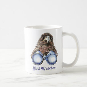見ている鳥監視人動物のユーモアの水彩画 コーヒーマグカップ
