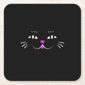 見ている黒猫 スクエアペーパーコースター (正面)
