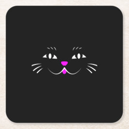 見ている黒猫 スクエアペーパーコースター