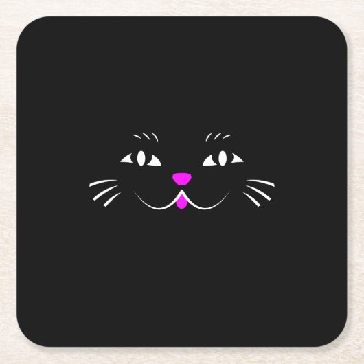見ている黒猫 スクエアペーパーコースター (正面)