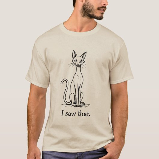 「見てたよ」高慢な表情の面白い猫 Tシャツ (正面)