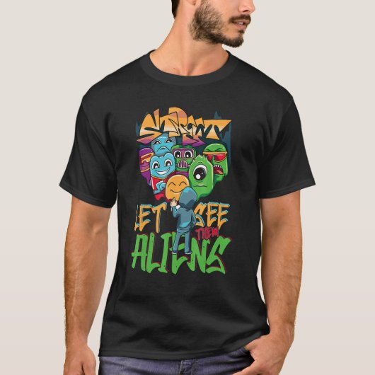 見てみようエイリアングラフィティスプレー通りアート Tシャツ (正面)