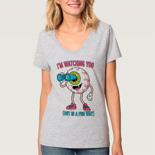 見てるよ – 笑える怖いキャラクターの目Tシャツ Tシャツ (正面)