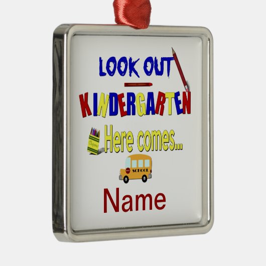 見て下さいここの幼稚園を出て来ます… 学校を挙げて下さい メタルオーナメント (右)