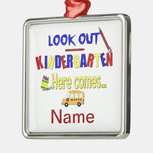 見て下さいここの幼稚園を出て来ます… 学校を挙げて下さい メタルオーナメント (左)