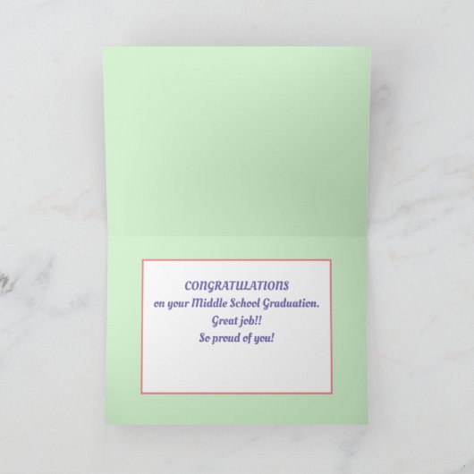 見て下さい! カスタムな中学校の卒業カード! カード (内部)