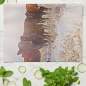 見て下さい! 牛台所タオル キッチンタオル (折り畳み)