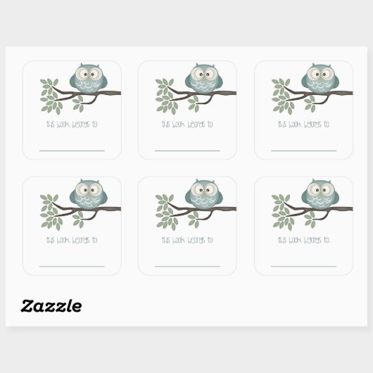 見て見るWooのベビー{ティール(緑がかった色)} |蔵書票 スクエアシール (シート)