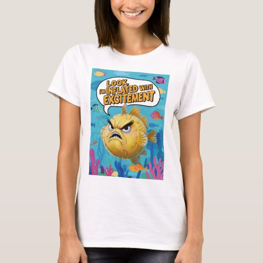 見て！ワクワクで膨らんでるよ Tシャツ (正面)