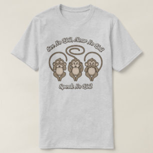 見ないで下さい、聞いて下さい、悪3賢い猿のティーを話して下さい Tシャツ
