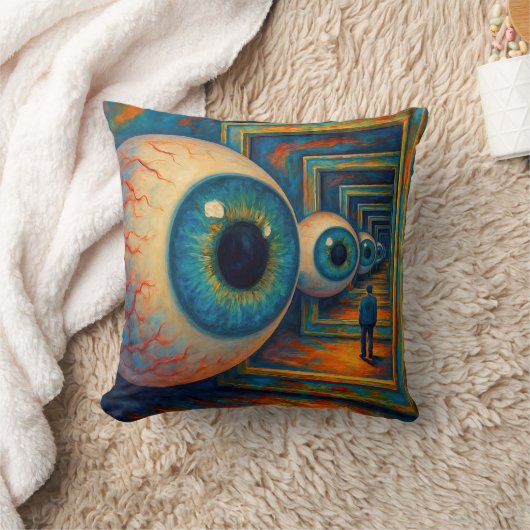 「見の回廊」 – 超現実的ポートレート クッション (ブランケット)