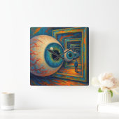 「見の回廊」 – 超現実的ポートレート スクエア壁時計 (ホーム)