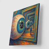 「見の回廊」 – 超現実的ポートレート スクエア壁時計 (傾斜)