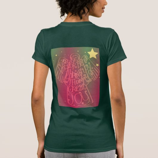 「見よ，わたしは喜びの知らせ素晴らしを持って来る」。 Tシャツ (裏面)