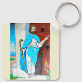 「見よ、私はドアに立ってノックする」キーチェーン キーホルダー (裏面)
