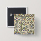 「見られるようにアラビアの芸術からのQasr Rodouanのタイルを、囲んで下さい 缶バッジ (正面&裏面)