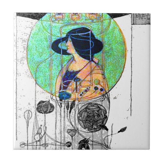 見られる部分-チャールズR.マッキントッシュが想像する部分 タイル (正面)