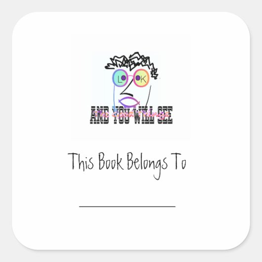 見ると蔵書票のステッカー スクエアシール (正面)