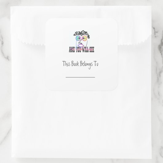 見ると蔵書票のステッカー スクエアシール (バッグ)