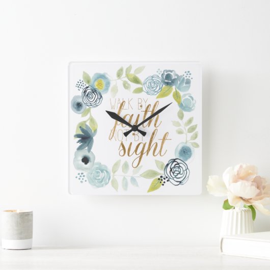 見るより信仰の道 スクエア壁時計 (ホーム)