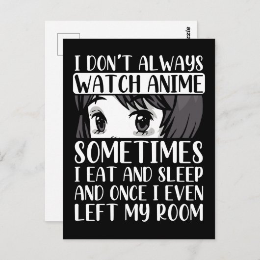 見るアニメオタクガール日本の漫画マンガファン ポストカード (正面/裏面)