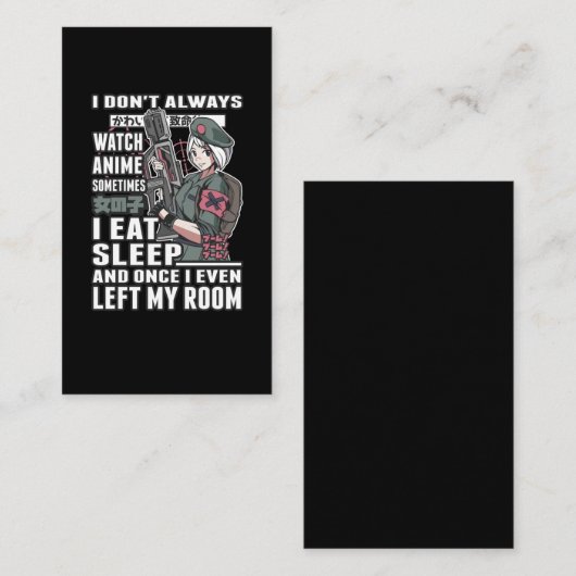 見るアニメ愛好家オタク日本の漫画マンガファン 名刺 (正面/裏面)