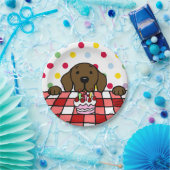 見るチョコレートラブラドール誕生日 ペーパープレート (パーティー)