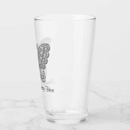 見るレースのよう銀のチパーソナライズされたョウチョウ タンブラーグラス (左)