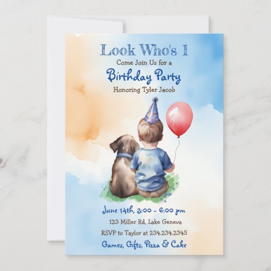 見る人1 | 男子の誕生パーティー 招待状 (正面)