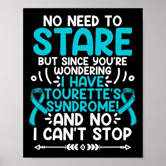 見る必要なしティール(緑がかった色)リボントゥレット症候群Awa ポスター (正面)