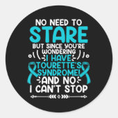 見る必要なしティール(緑がかった色)リボントゥレット症候群Awa ラウンドシール (正面)