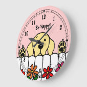 見る黄色いラブラドール ラージ壁時計 (傾斜)