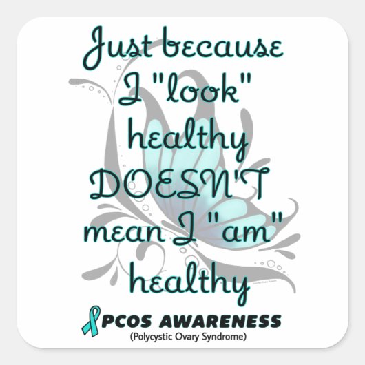 "見る"健康/蝶…PCOS スクエアシール (正面)
