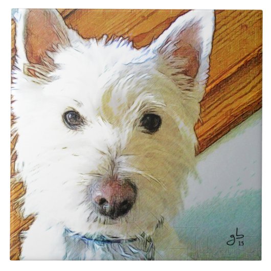 見るWestie犬の顔 タイル (正面)